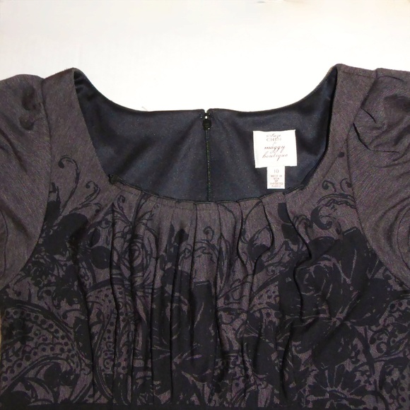 SUZE CHIN DRESS FOR MAGGY BOUTIQUE BLACK/GRAY S/S FLORAL KNEE LENGTH PARTY 10 M - Picture 4 of 8